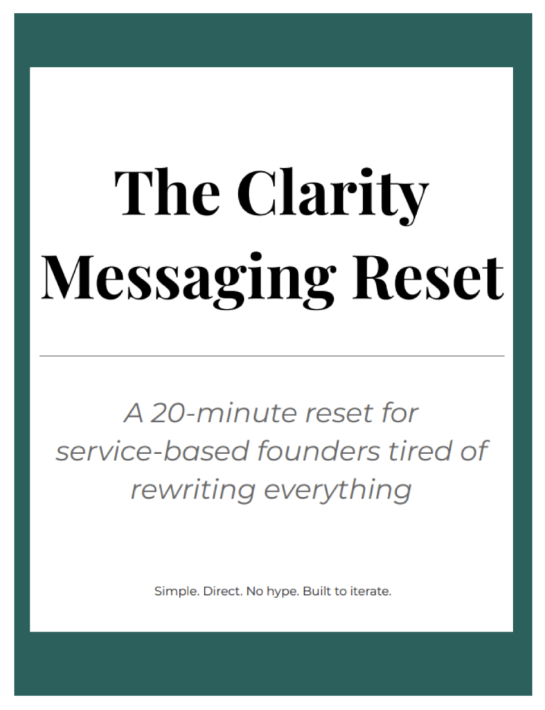 The Clarity Messaging Reset — free 20-minute messaging workbook for service-based founders by We Thrive Collective